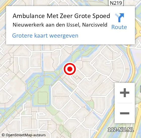 Locatie op kaart van de 112 melding: Ambulance Met Zeer Grote Spoed Naar Nieuwerkerk aan den IJssel, Narcisveld op 12 oktober 2024 03:09