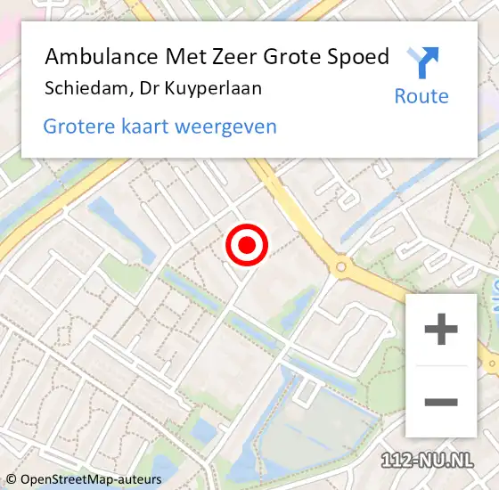 Locatie op kaart van de 112 melding: Ambulance Met Zeer Grote Spoed Naar Schiedam, Dr Kuyperlaan op 12 oktober 2024 03:13