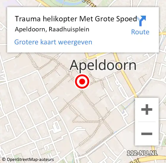 Locatie op kaart van de 112 melding: Trauma helikopter Met Grote Spoed Naar Apeldoorn, Raadhuisplein op 12 oktober 2024 03:13