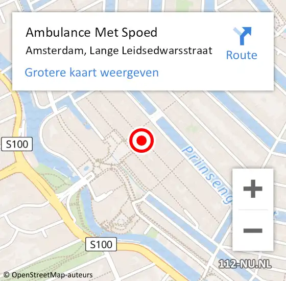 Locatie op kaart van de 112 melding: Ambulance Met Spoed Naar Amsterdam, Lange Leidsedwarsstraat op 12 oktober 2024 03:19