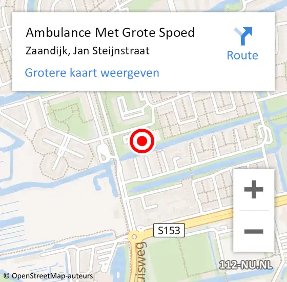 Locatie op kaart van de 112 melding: Ambulance Met Grote Spoed Naar Zaandijk, Jan Steijnstraat op 12 oktober 2024 03:36