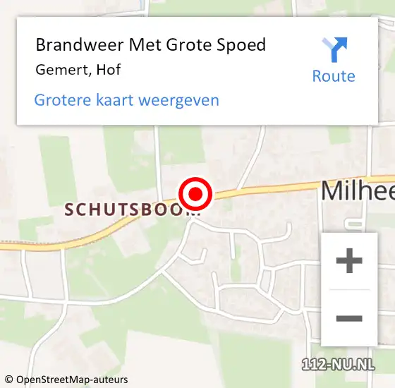 Locatie op kaart van de 112 melding: Brandweer Met Grote Spoed Naar Gemert, Hof op 12 oktober 2024 03:44