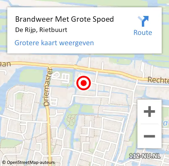 Locatie op kaart van de 112 melding: Brandweer Met Grote Spoed Naar De Rijp, Rietbuurt op 12 oktober 2024 04:25