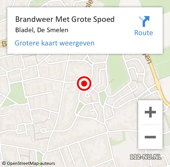 Locatie op kaart van de 112 melding: Brandweer Met Grote Spoed Naar Bladel, De Smelen op 12 oktober 2024 04:47