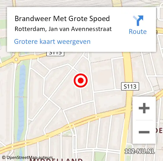 Locatie op kaart van de 112 melding: Brandweer Met Grote Spoed Naar Rotterdam, Jan van Avennesstraat op 12 oktober 2024 05:01