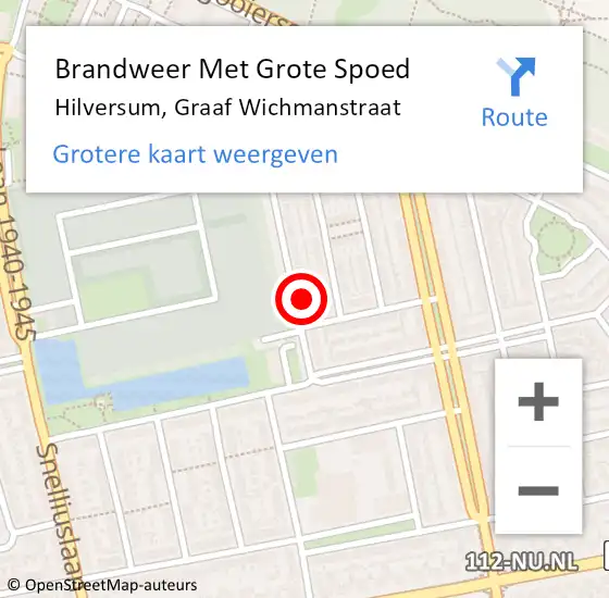 Locatie op kaart van de 112 melding: Brandweer Met Grote Spoed Naar Hilversum, Graaf Wichmanstraat op 12 oktober 2024 05:02