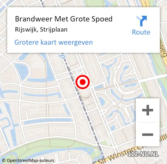 Locatie op kaart van de 112 melding: Brandweer Met Grote Spoed Naar Rijswijk, Strijplaan op 12 oktober 2024 05:21