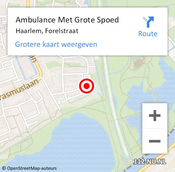 Locatie op kaart van de 112 melding: Ambulance Met Grote Spoed Naar Haarlem, Forelstraat op 12 oktober 2024 05:47