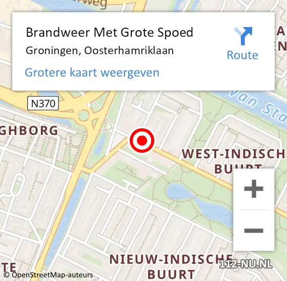 Locatie op kaart van de 112 melding: Brandweer Met Grote Spoed Naar Groningen, Oosterhamriklaan op 12 oktober 2024 06:23