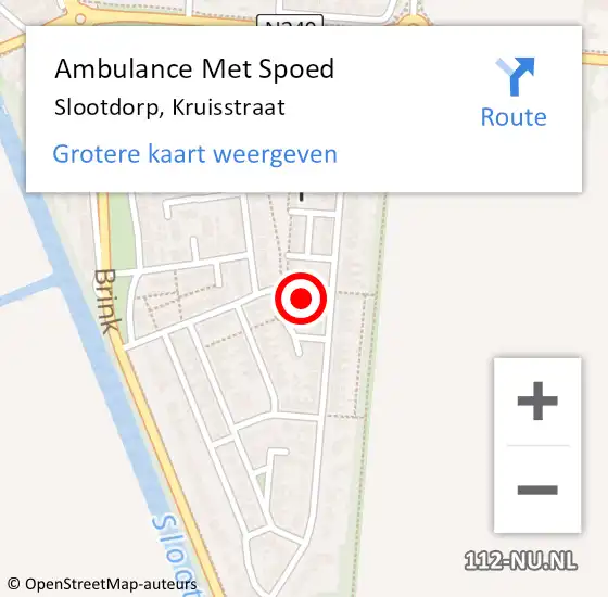 Locatie op kaart van de 112 melding: Ambulance Met Spoed Naar Slootdorp, Kruisstraat op 12 oktober 2024 07:12