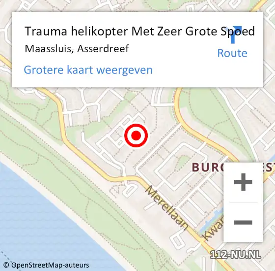 Locatie op kaart van de 112 melding: Trauma helikopter Met Zeer Grote Spoed Naar Maassluis, Asserdreef op 12 oktober 2024 08:11