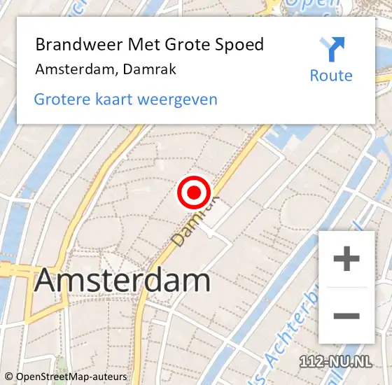 Locatie op kaart van de 112 melding: Brandweer Met Grote Spoed Naar Amsterdam, Damrak op 12 oktober 2024 08:22