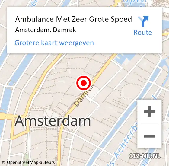 Locatie op kaart van de 112 melding: Ambulance Met Zeer Grote Spoed Naar Amsterdam, Damrak op 12 oktober 2024 08:22