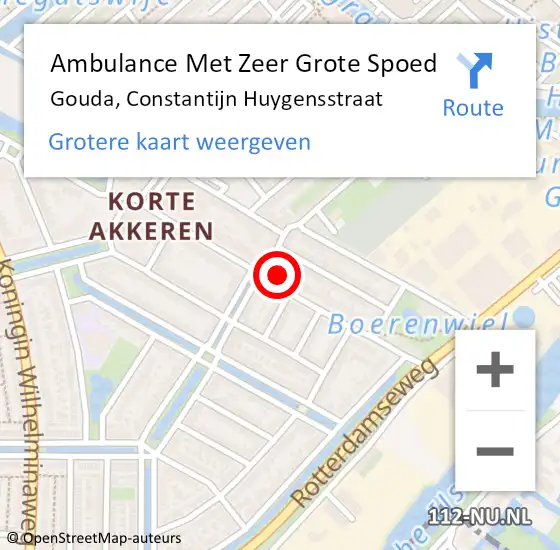 Locatie op kaart van de 112 melding: Ambulance Met Zeer Grote Spoed Naar Gouda, Constantijn Huygensstraat op 12 oktober 2024 08:25