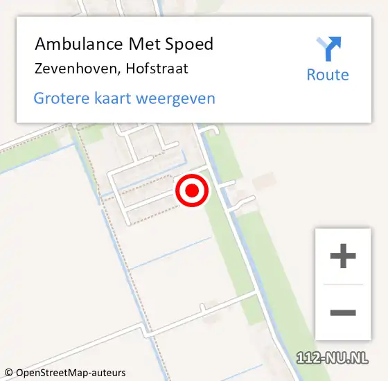 Locatie op kaart van de 112 melding: Ambulance Met Spoed Naar Zevenhoven, Hofstraat op 12 oktober 2024 08:41