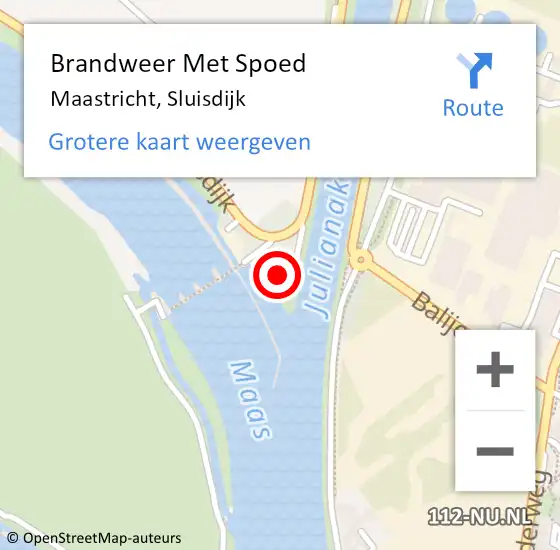 Locatie op kaart van de 112 melding: Brandweer Met Spoed Naar Maastricht, Sluisdijk op 12 oktober 2024 08:49