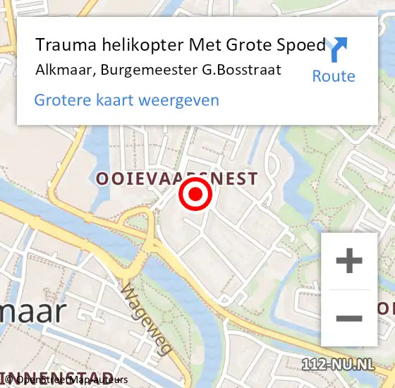 Locatie op kaart van de 112 melding: Trauma helikopter Met Grote Spoed Naar Alkmaar, Burgemeester G.Bosstraat op 12 oktober 2024 09:18