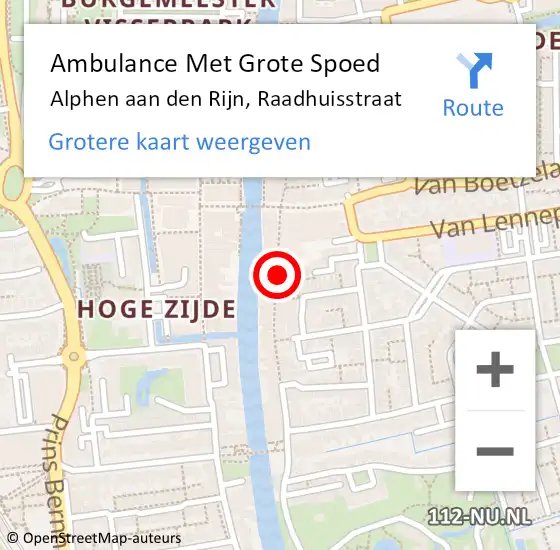 Locatie op kaart van de 112 melding: Ambulance Met Grote Spoed Naar Alphen aan den Rijn, Raadhuisstraat op 12 oktober 2024 09:51