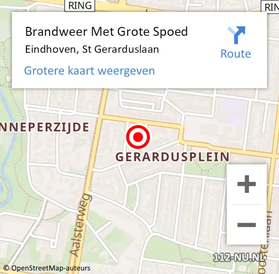 Locatie op kaart van de 112 melding: Brandweer Met Grote Spoed Naar Eindhoven, St Gerarduslaan op 12 oktober 2024 09:56