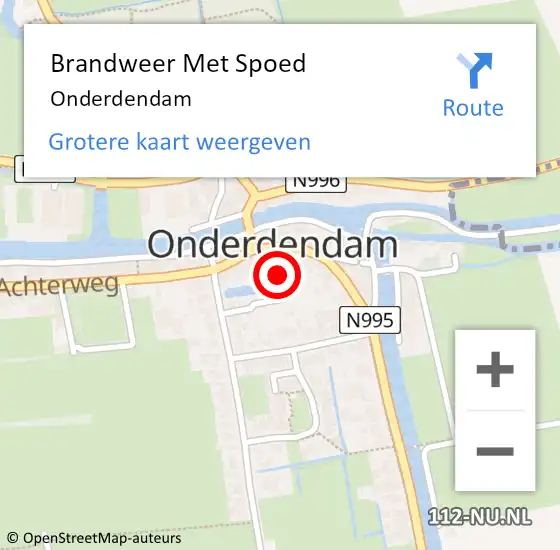 Locatie op kaart van de 112 melding: Brandweer Met Spoed Naar Onderdendam op 12 oktober 2024 09:59