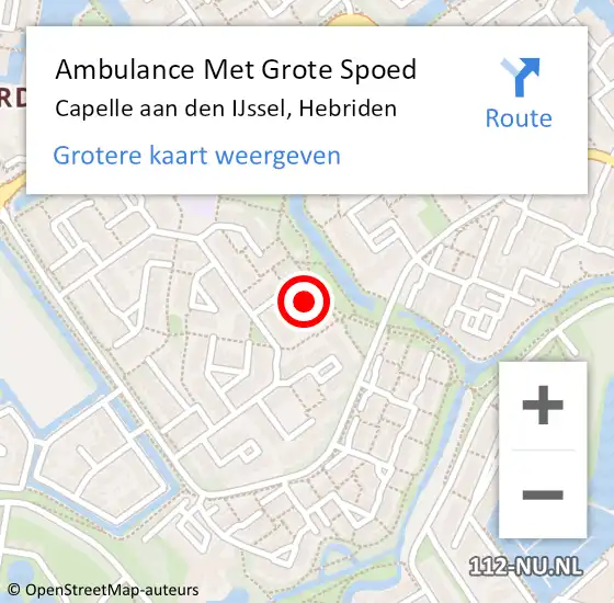 Locatie op kaart van de 112 melding: Ambulance Met Grote Spoed Naar Capelle aan den IJssel, Hebriden op 12 oktober 2024 10:08