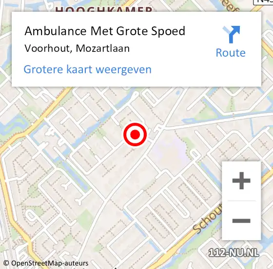 Locatie op kaart van de 112 melding: Ambulance Met Grote Spoed Naar Voorhout, Mozartlaan op 12 oktober 2024 10:35