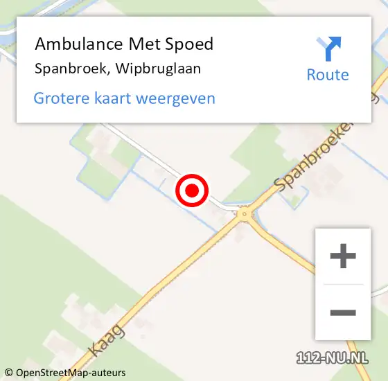 Locatie op kaart van de 112 melding: Ambulance Met Spoed Naar Spanbroek, Wipbruglaan op 12 oktober 2024 10:37