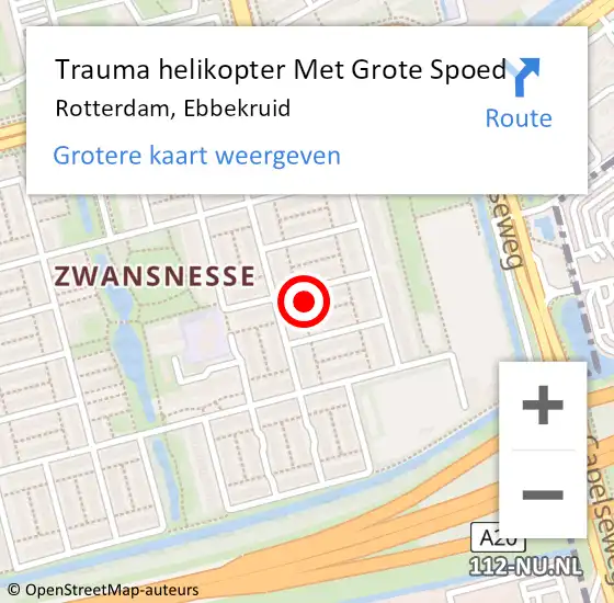 Locatie op kaart van de 112 melding: Trauma helikopter Met Grote Spoed Naar Rotterdam, Ebbekruid op 12 oktober 2024 10:52