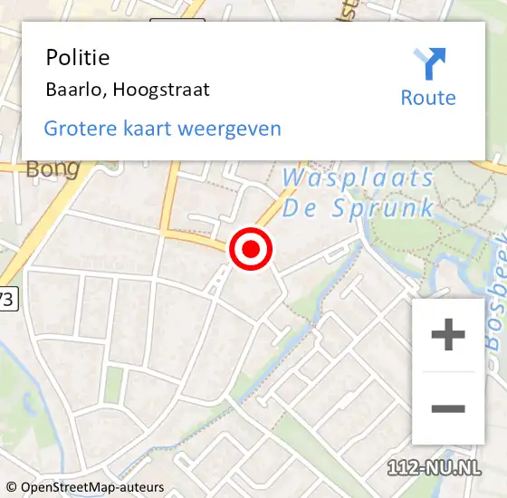 Locatie op kaart van de 112 melding: Politie Baarlo, Hoogstraat op 12 oktober 2024 11:08