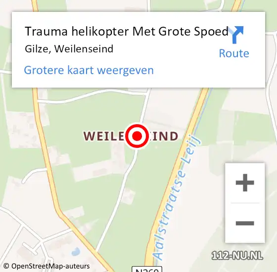 Locatie op kaart van de 112 melding: Trauma helikopter Met Grote Spoed Naar Gilze, Weilenseind op 12 oktober 2024 11:12