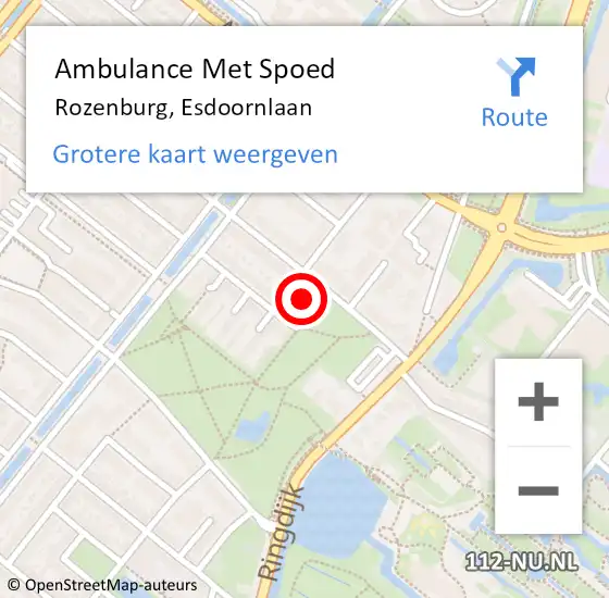 Locatie op kaart van de 112 melding: Ambulance Met Spoed Naar Rozenburg, Esdoornlaan op 12 oktober 2024 11:12