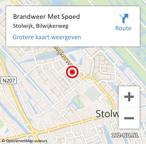 Locatie op kaart van de 112 melding: Brandweer Met Spoed Naar Stolwijk, Bilwijkerweg op 12 oktober 2024 11:22