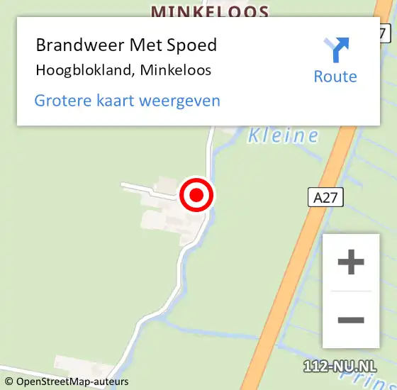 Locatie op kaart van de 112 melding: Brandweer Met Spoed Naar Hoogblokland, Minkeloos op 12 oktober 2024 11:40