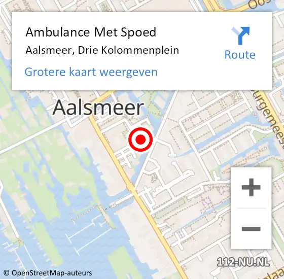 Locatie op kaart van de 112 melding: Ambulance Met Spoed Naar Aalsmeer, Drie Kolommenplein op 12 oktober 2024 11:53