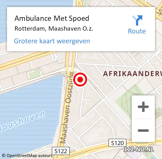 Locatie op kaart van de 112 melding: Ambulance Met Spoed Naar Rotterdam, Maashaven O.z. op 12 oktober 2024 12:18