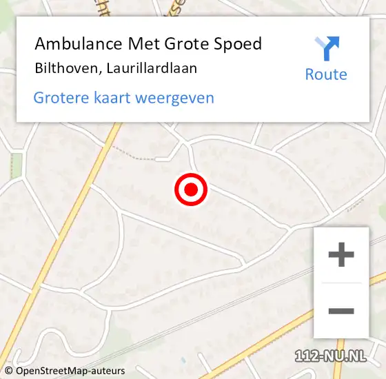 Locatie op kaart van de 112 melding: Ambulance Met Grote Spoed Naar Bilthoven, Laurillardlaan op 18 oktober 2013 13:53