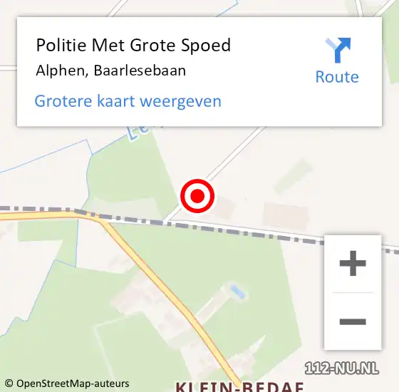 Locatie op kaart van de 112 melding: Politie Met Grote Spoed Naar Alphen, Baarlesebaan op 12 oktober 2024 12:28