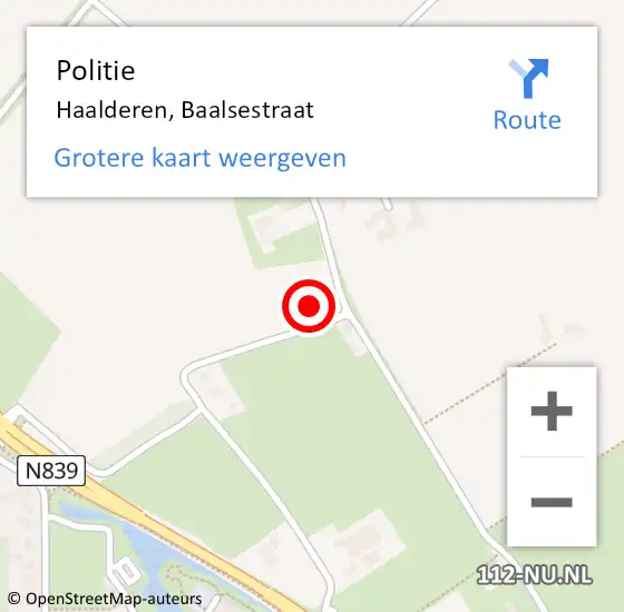 Locatie op kaart van de 112 melding: Politie Haalderen, Baalsestraat op 12 oktober 2024 12:43