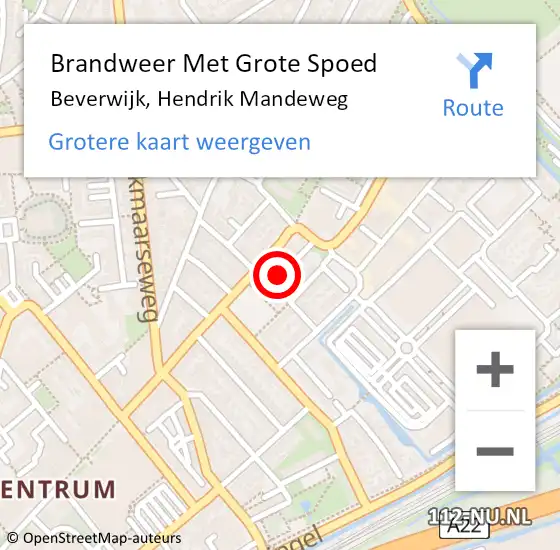 Locatie op kaart van de 112 melding: Brandweer Met Grote Spoed Naar Beverwijk, Hendrik Mandeweg op 12 oktober 2024 12:48