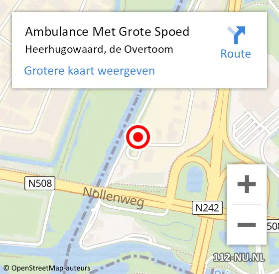 Locatie op kaart van de 112 melding: Ambulance Met Grote Spoed Naar Heerhugowaard, de Overtoom op 12 oktober 2024 13:04