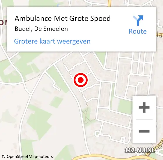 Locatie op kaart van de 112 melding: Ambulance Met Grote Spoed Naar Budel, De Smeelen op 12 oktober 2024 13:19