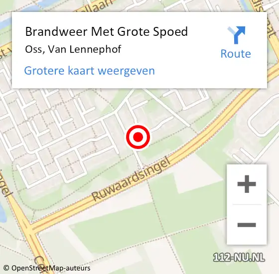 Locatie op kaart van de 112 melding: Brandweer Met Grote Spoed Naar Oss, Van Lennephof op 12 oktober 2024 13:25