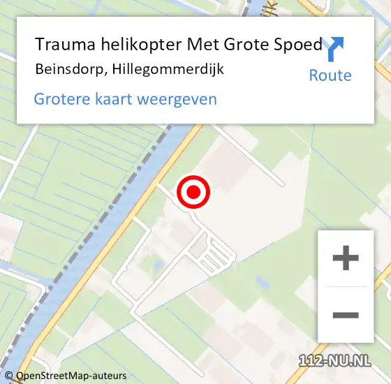 Locatie op kaart van de 112 melding: Trauma helikopter Met Grote Spoed Naar Beinsdorp, Hillegommerdijk op 12 oktober 2024 14:16