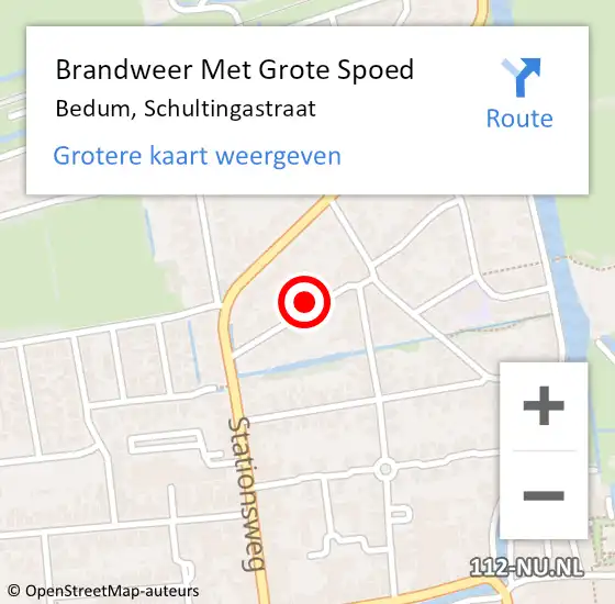 Locatie op kaart van de 112 melding: Brandweer Met Grote Spoed Naar Bedum, Schultingastraat op 12 oktober 2024 14:32