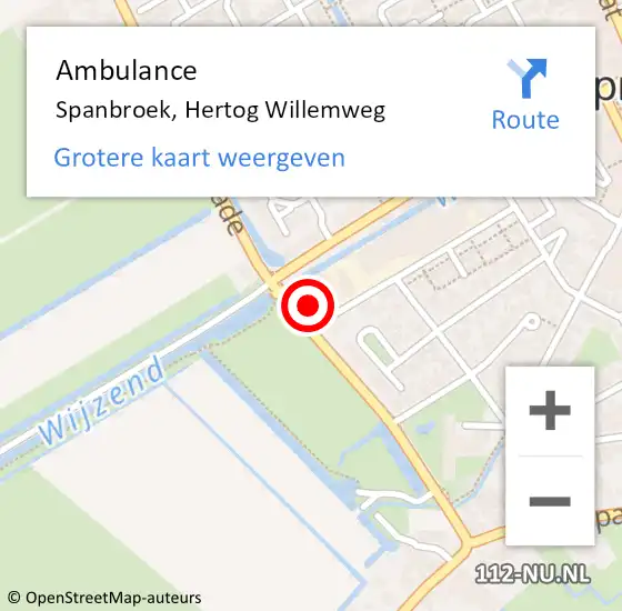 Locatie op kaart van de 112 melding: Ambulance Spanbroek, Hertog Willemweg op 12 oktober 2024 14:38