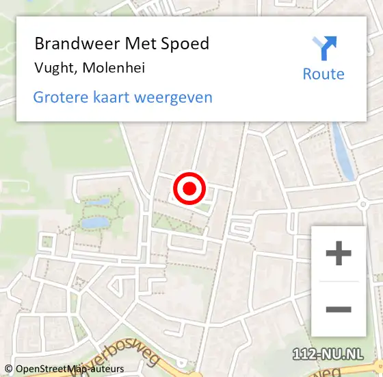 Locatie op kaart van de 112 melding: Brandweer Met Spoed Naar Vught, Molenhei op 12 oktober 2024 14:56