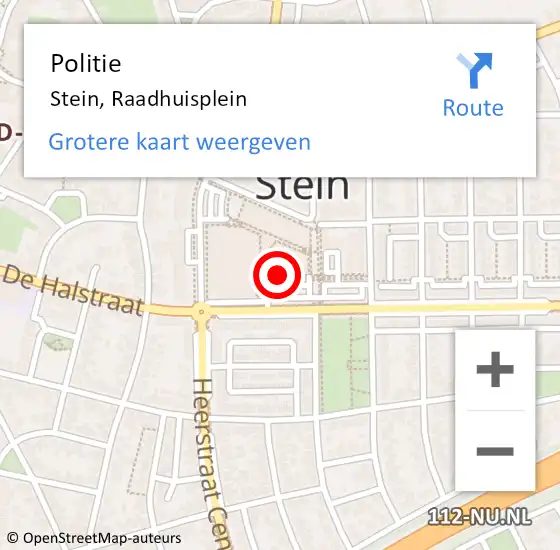 Locatie op kaart van de 112 melding: Politie Stein, Raadhuisplein op 12 oktober 2024 15:20