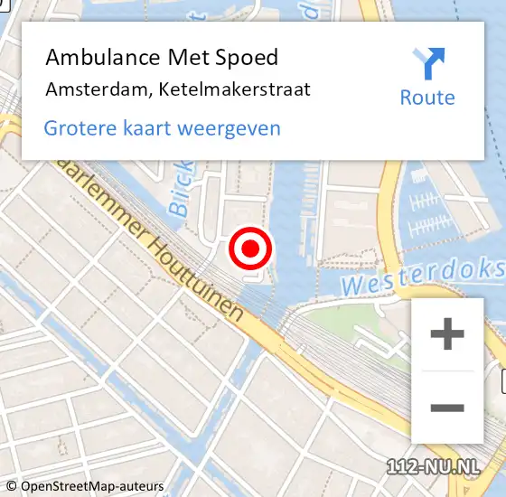 Locatie op kaart van de 112 melding: Ambulance Met Spoed Naar Amsterdam, Ketelmakerstraat op 12 oktober 2024 15:50