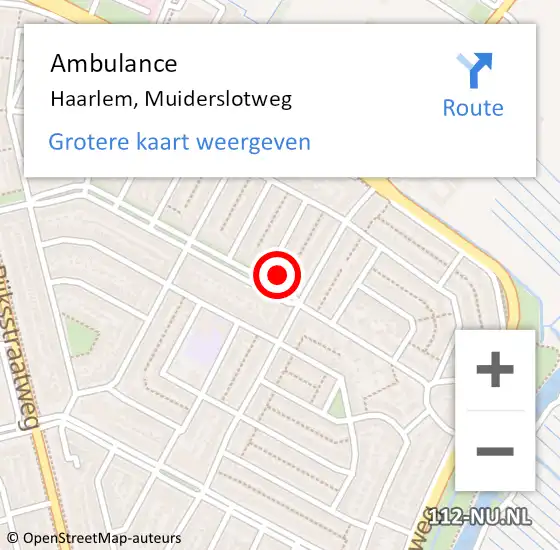 Locatie op kaart van de 112 melding: Ambulance Haarlem, Muiderslotweg op 12 oktober 2024 16:23