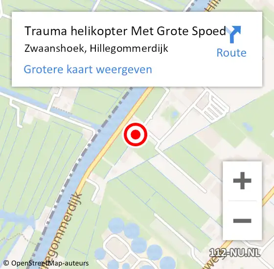 Locatie op kaart van de 112 melding: Trauma helikopter Met Grote Spoed Naar Zwaanshoek, Hillegommerdijk op 12 oktober 2024 16:28